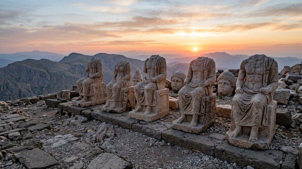 Nemrut Dağı doğu teras Kommagene tanrı heykelleri